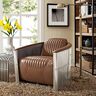 Homary Zado Industrial Loft Black Barrel Accent Chair PU Leather Upholstery