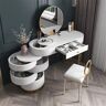 Homary White Makeup Vanity Dressing Table with Swivel Cabinet Mirror & Stool Included