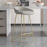 Homary Modern Counter Stool PU Leather Upholstery Gold Finsh Counter Chair with Footrest