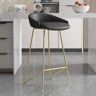 Homary Modern Counter Stool PU Leather Upholstery Gold Finish Counter Chair with Footrest