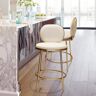 Homary Modern Beige Faux Leather Upholstery Round Counter Stool with Back