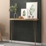 Homary 39.4" Rustic Narrow Rectangular Console Table with Wooden Top & Metal Hairpin Legs
