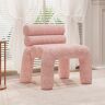 Homary Modern Pink Boucle Accent Chair Upholstery Horizontal Channeled for Living Room