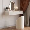 Homary Modern White Floating Makeup Vanity Set with Drawers Dressing Table with Stool & Mirror