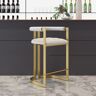 Homary Modern Counter Height  with Back White Upholstery Counter Stool in Gold