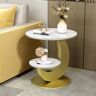 Homary White & Gold Faux Marble Side Table 2 Tier Round End Table Modern Simplicity Living Room