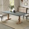 Homary 71" Rustic Rectangle Concrete Gray Dining Table for 8-Person Solid Wood Pedestal Base
