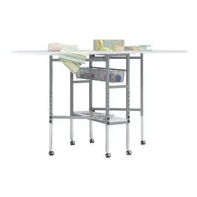 SD Studio Designs Cutting Table With Sewing Board Grid and Guides Top And Storage In Silver / White Top, Multicolor