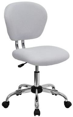 Emma+Oliver Emma and Oliver Mid-Back Orange Mesh Swivel Task Office Chair with Chrome Base, White