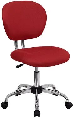 Emma+Oliver Emma and Oliver Mid-Back Orange Mesh Swivel Task Office Chair with Chrome Base, Brt Red