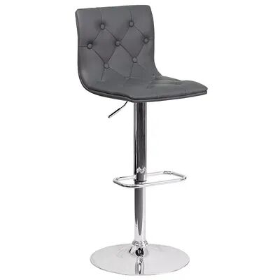 Flash Furniture Contemporary Button-Tufted Vinyl Bar Stool, Grey