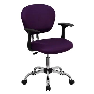 Emma+Oliver Emma and Oliver Mid-Back Gray Mesh Padded Swivel Task Office Chair and Arms, Purple