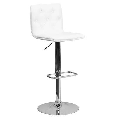 Flash Furniture Contemporary Button-Tufted Vinyl Bar Stool, White