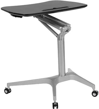 Emma+Oliver Emma and Oliver Mobile Sit-Down, Stand-Up Black Ergonomic Computer Desk - Standing Desk, Grey