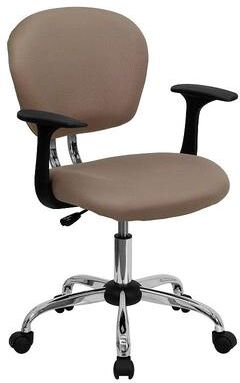 Emma+Oliver Emma and Oliver Mid-Back Coffee Brown Mesh Padded Swivel Task Office Chair with Arms, Red/Coppr