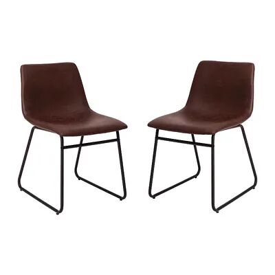 Emma+Oliver Emma and Oliver 18 Inch Indoor Dining Table Chairs, Light Brown LeatherSoft/Black Frame-Set of 2, Lt Brown