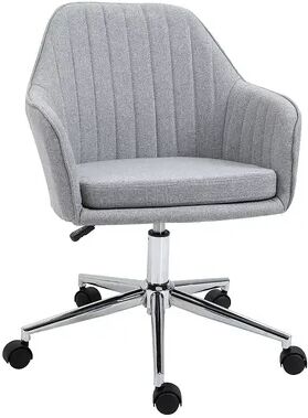 Vinsetto Mid Back Home Office Desk Chair Swivel Armchair with Tub Shape Design and Lined Pattern Back for Living Room Home Office Grey, Light Grey