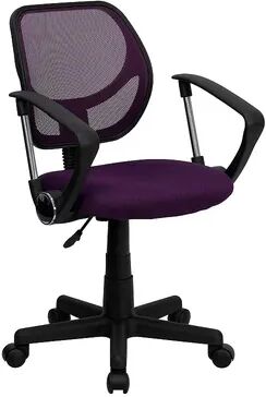 Emma+Oliver Emma and Oliver Low Back Black Mesh Swivel Curved Square Back Task Office Chair, Arms, Purple