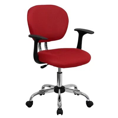 Emma+Oliver Emma and Oliver Mid-Back Gray Mesh Padded Swivel Task Office Chair and Arms, Brt Red