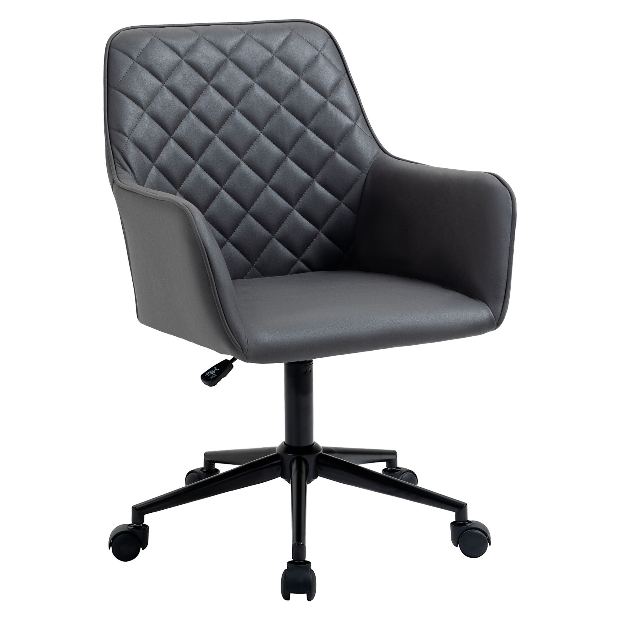 Vinsetto Home Office Chair with Adjustable Height  Diamond Line Design  Mid-Back Padded Armrests  and 360 Wheels  Dark Grey