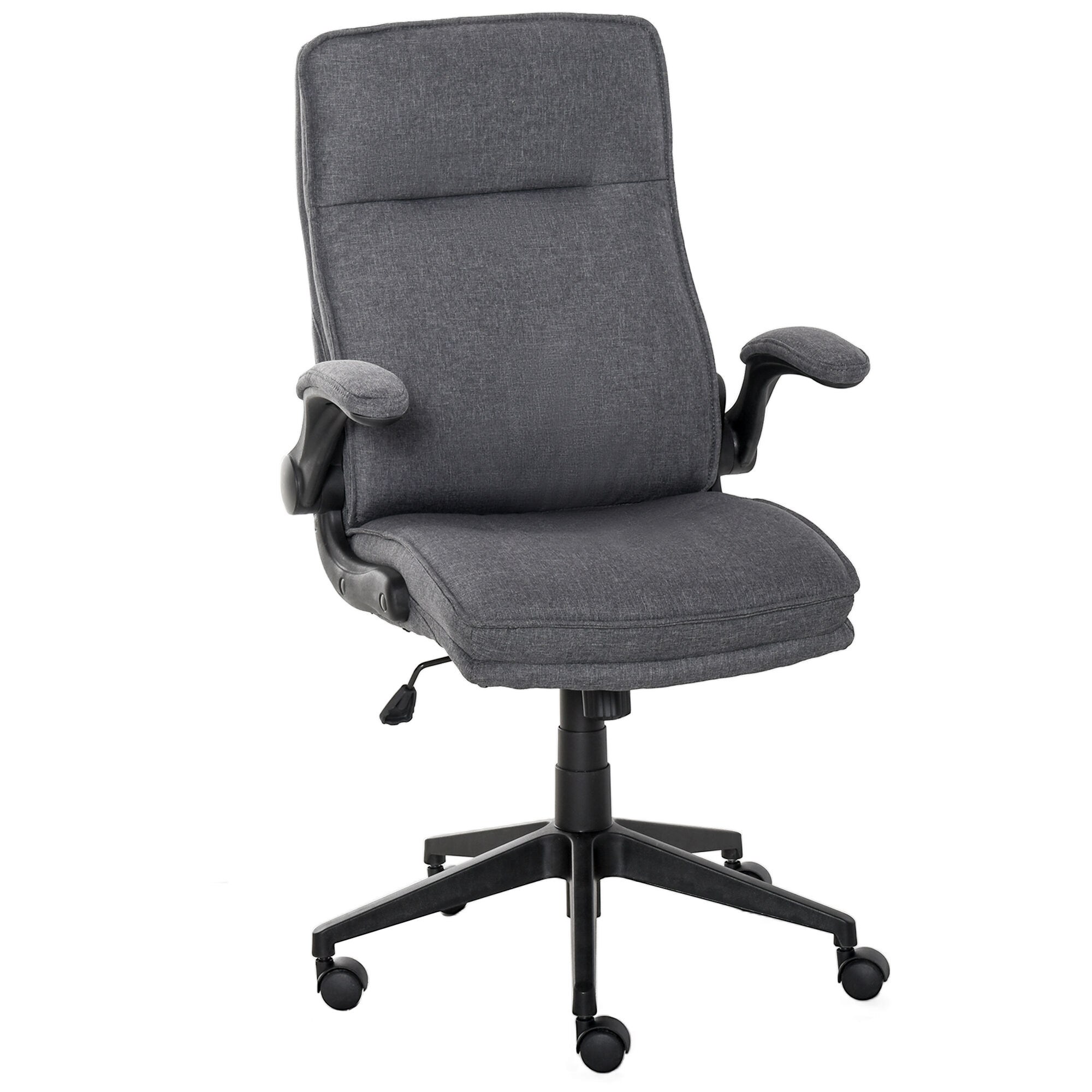 Vinsetto Ergonomic Office Chair, High Back Computer Desk Chair Home Study Rocker with Flip-Up Armrest Wheels Grey
