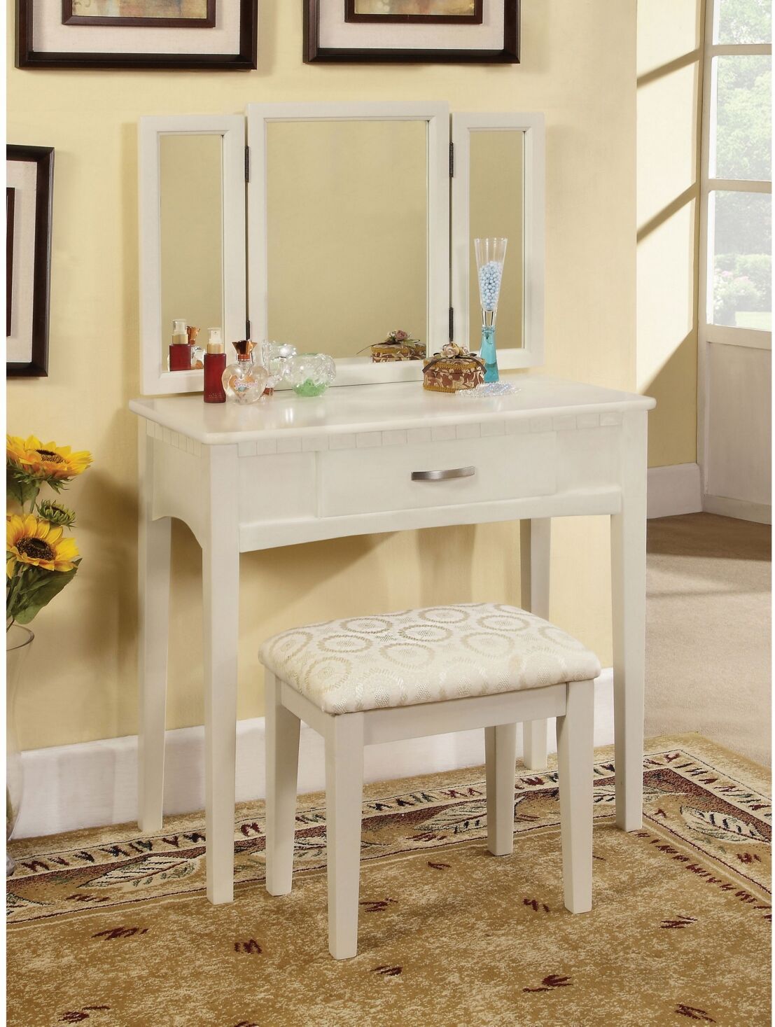 Furniture Of America Isabellina 3-Piece Vanity Set - White