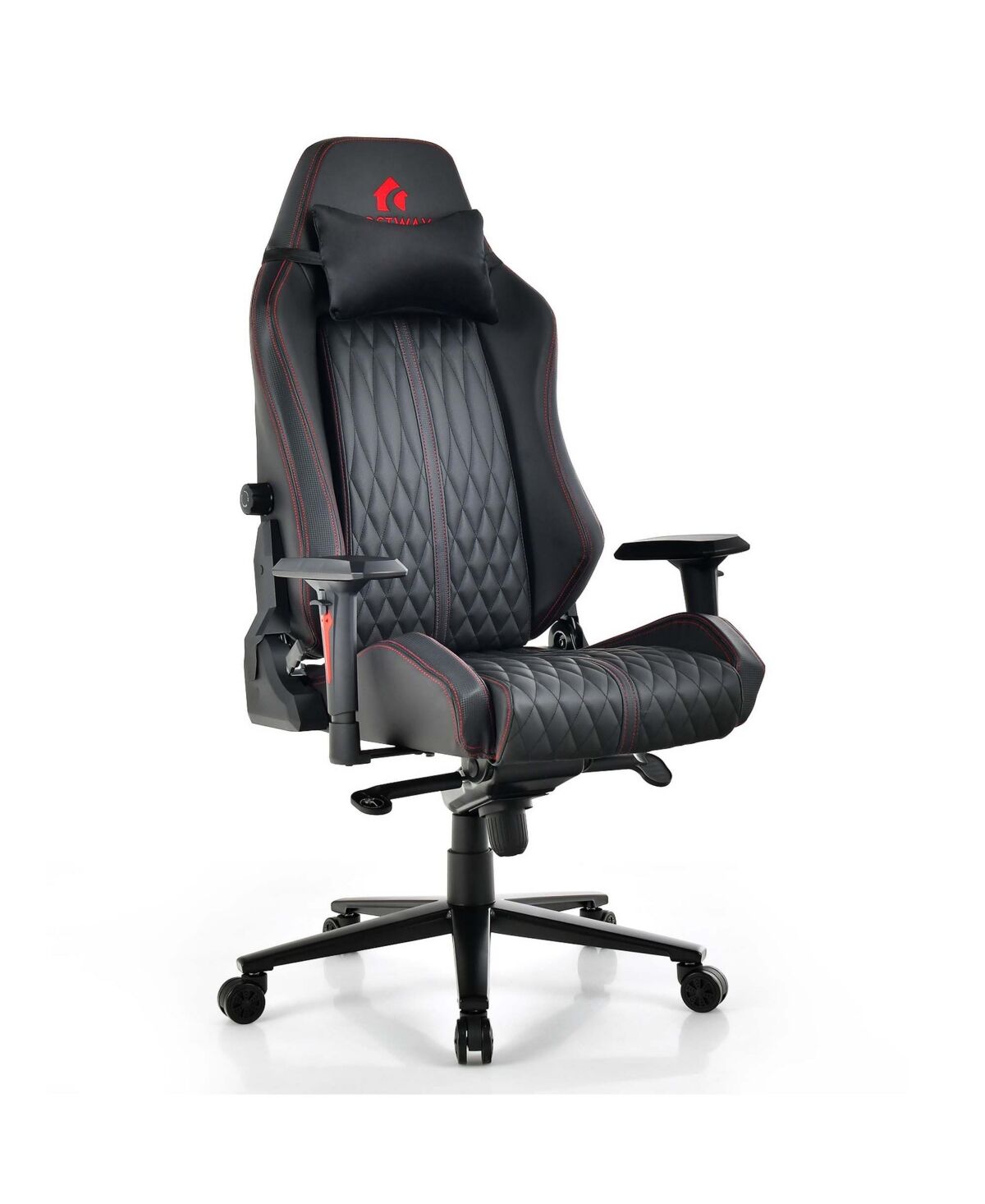 Costway Gaming Chair with Meta Base Class-4 Gas Lift 4D Armrest & Adjustable Lumbar Support - Black