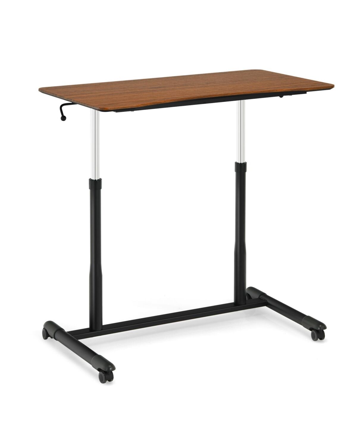 Costway Height Adjustable Computer Desk Sit to Stand Rolling Notebook Table - Brown