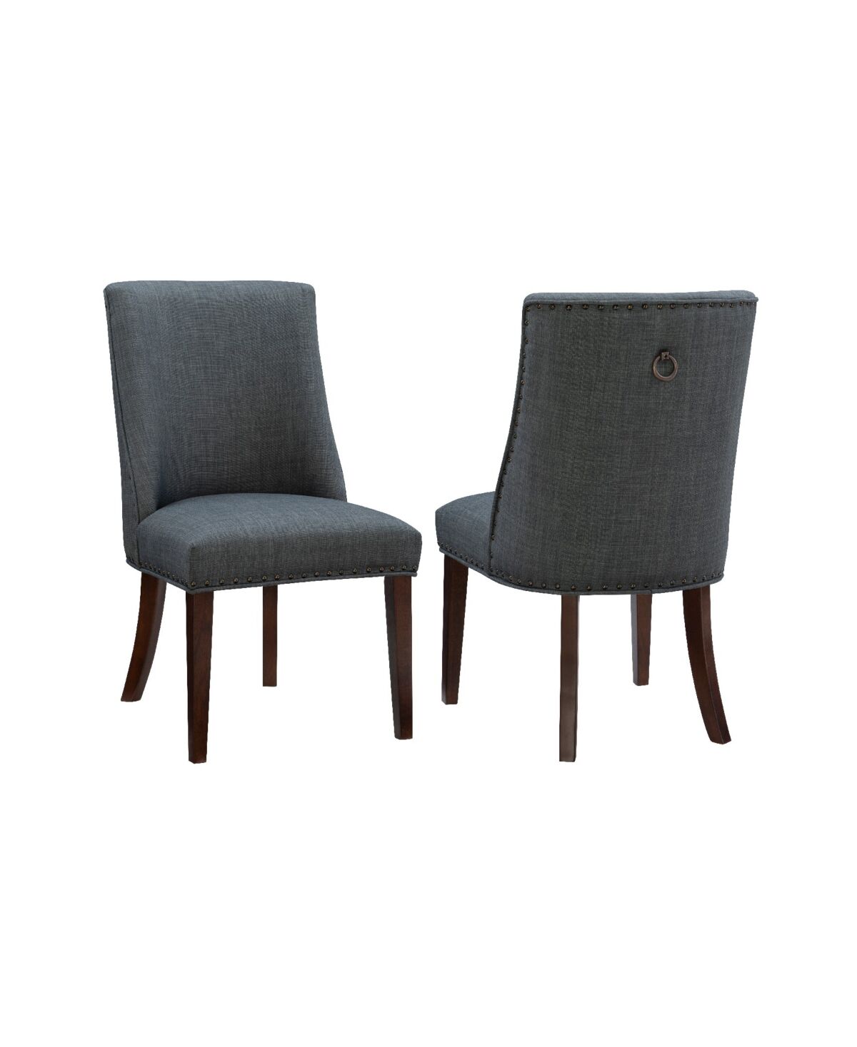 Linon Home Decor Powell Furniture Allard Upholstered Dining Chairs - Set of 2 - Espresso, Gray