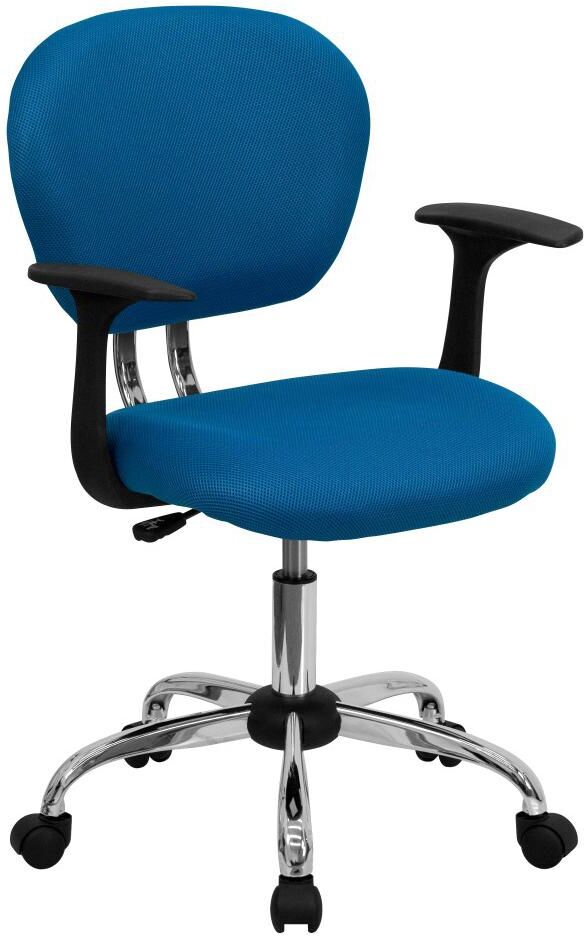 Emma+oliver Mid-Back Mesh Padded Swivel Task Office Chair With Chrome Base And Arms - Turquoise