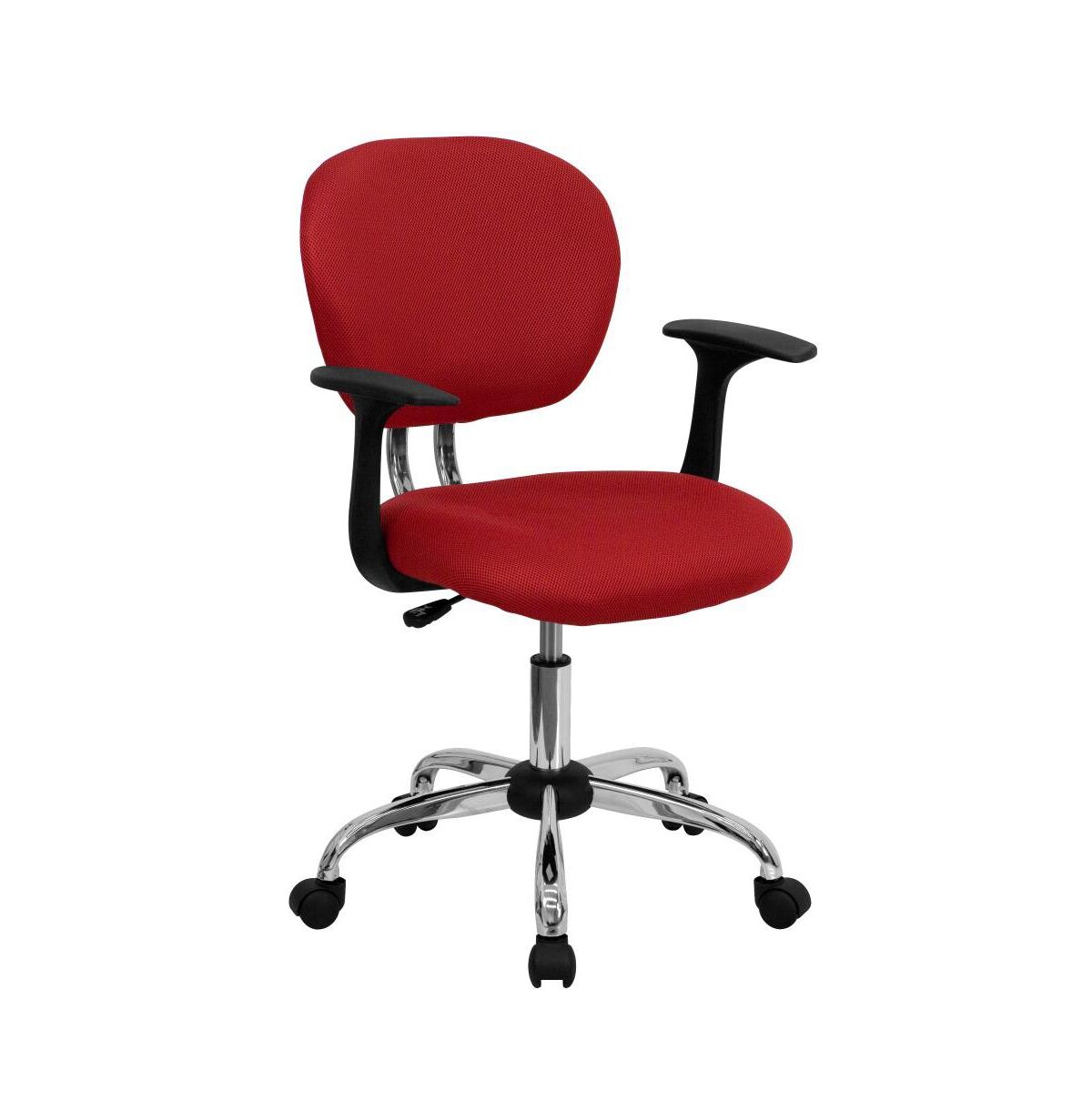 Emma+oliver Mid-Back Mesh Padded Swivel Task Office Chair With Chrome Base And Arms - Red