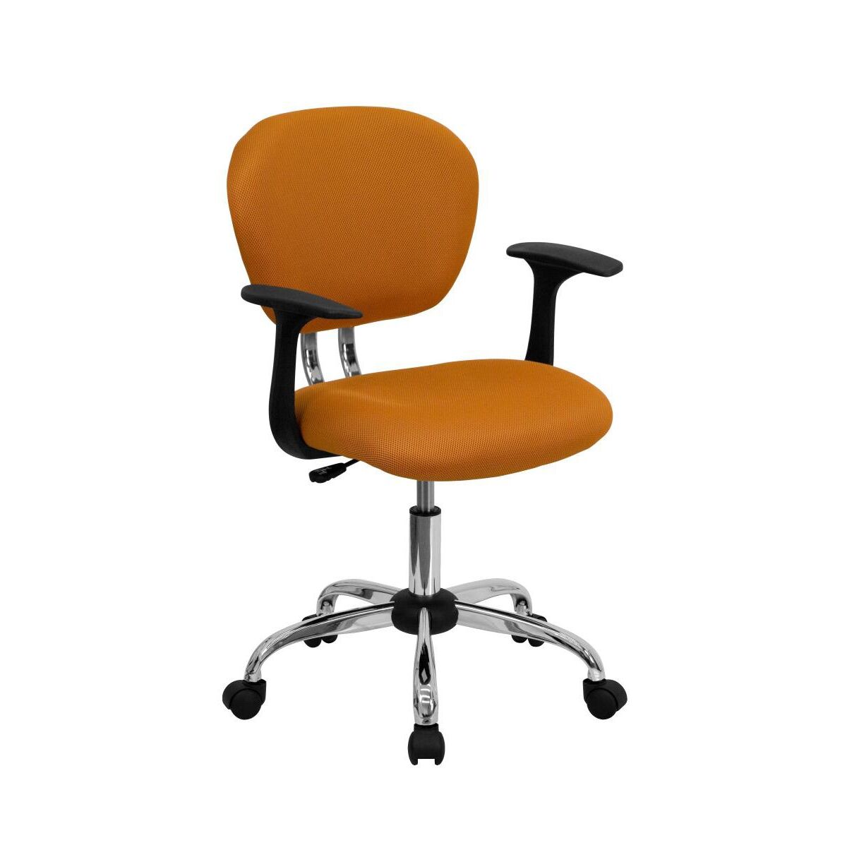 Emma+oliver Mid-Back Mesh Padded Swivel Task Office Chair With Chrome Base And Arms - Orange
