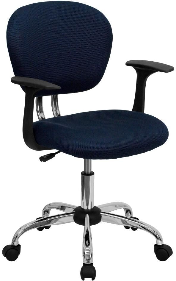 Emma+oliver Mid-Back Mesh Padded Swivel Task Office Chair With Chrome Base And Arms - Navy