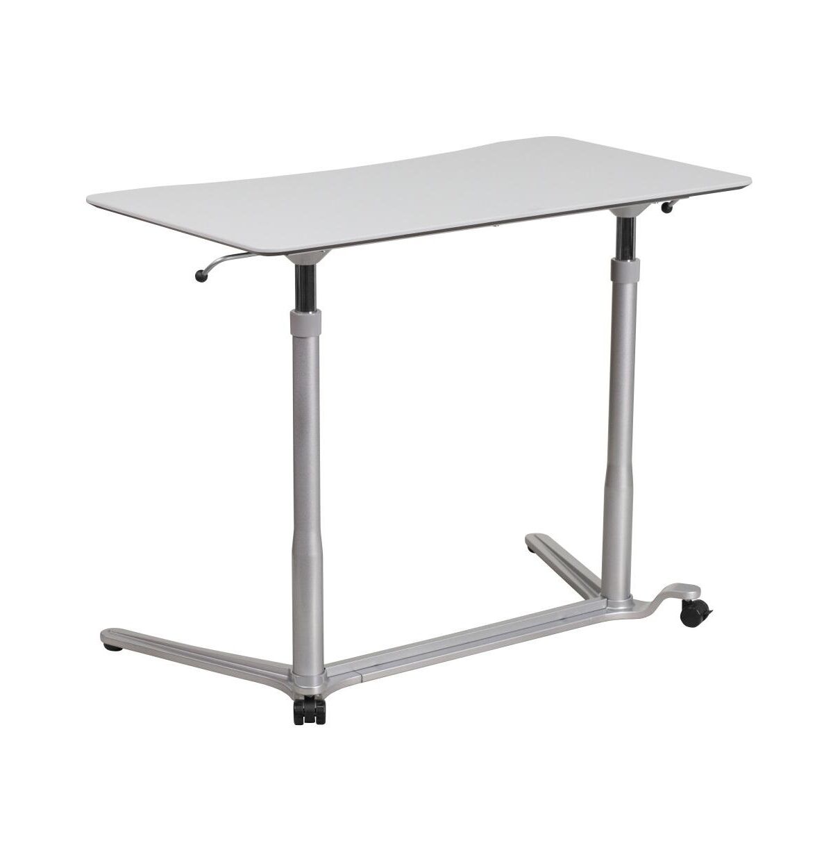 Emma+oliver Sit-Down, Stand-Up Ergonomic Computer Desk - Standing Desk - Light gray