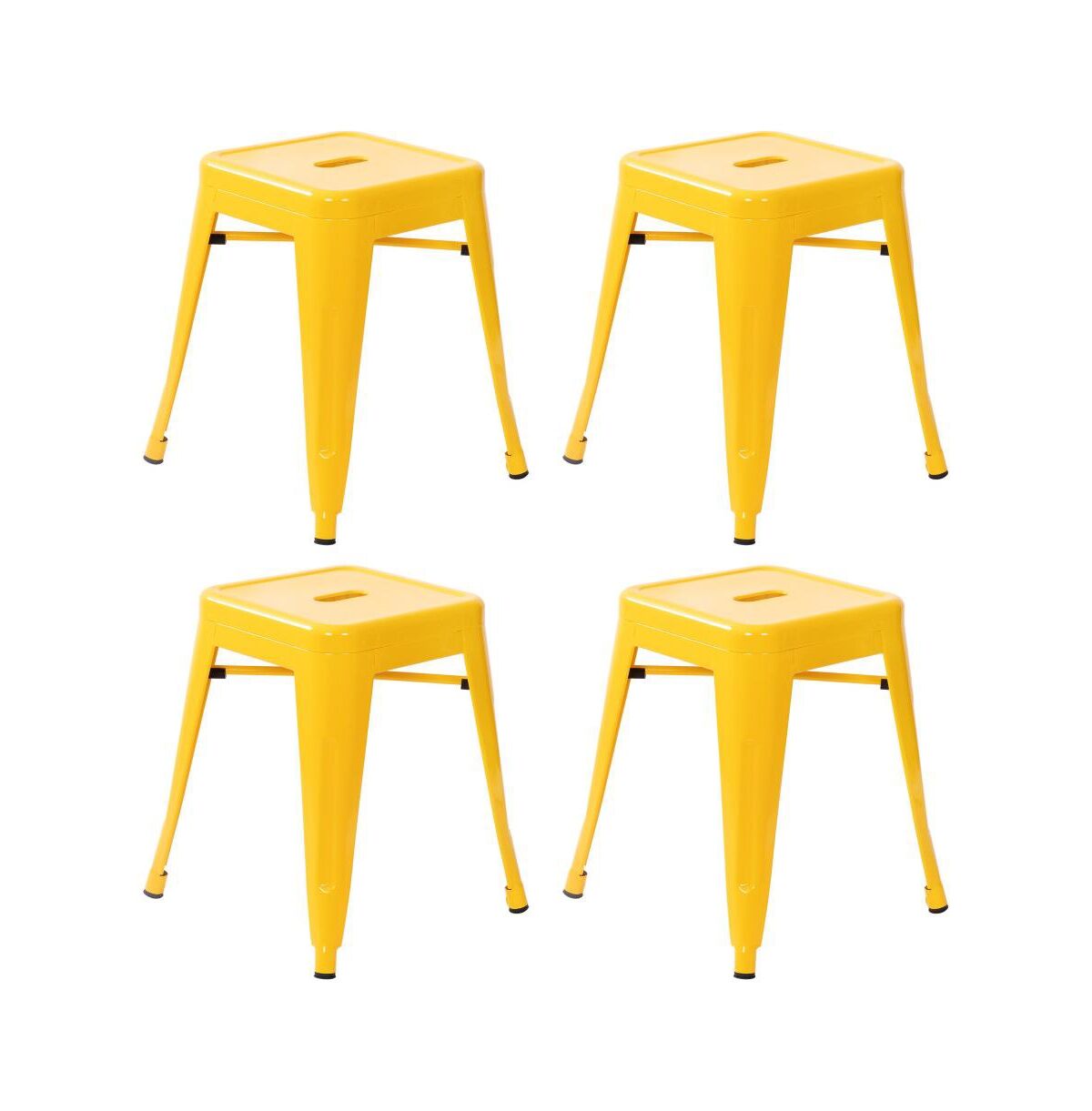 Emma+oliver 18 Inch Table Height Indoor Stackable Metal Dining Stool-Set Of 4 - Yellow