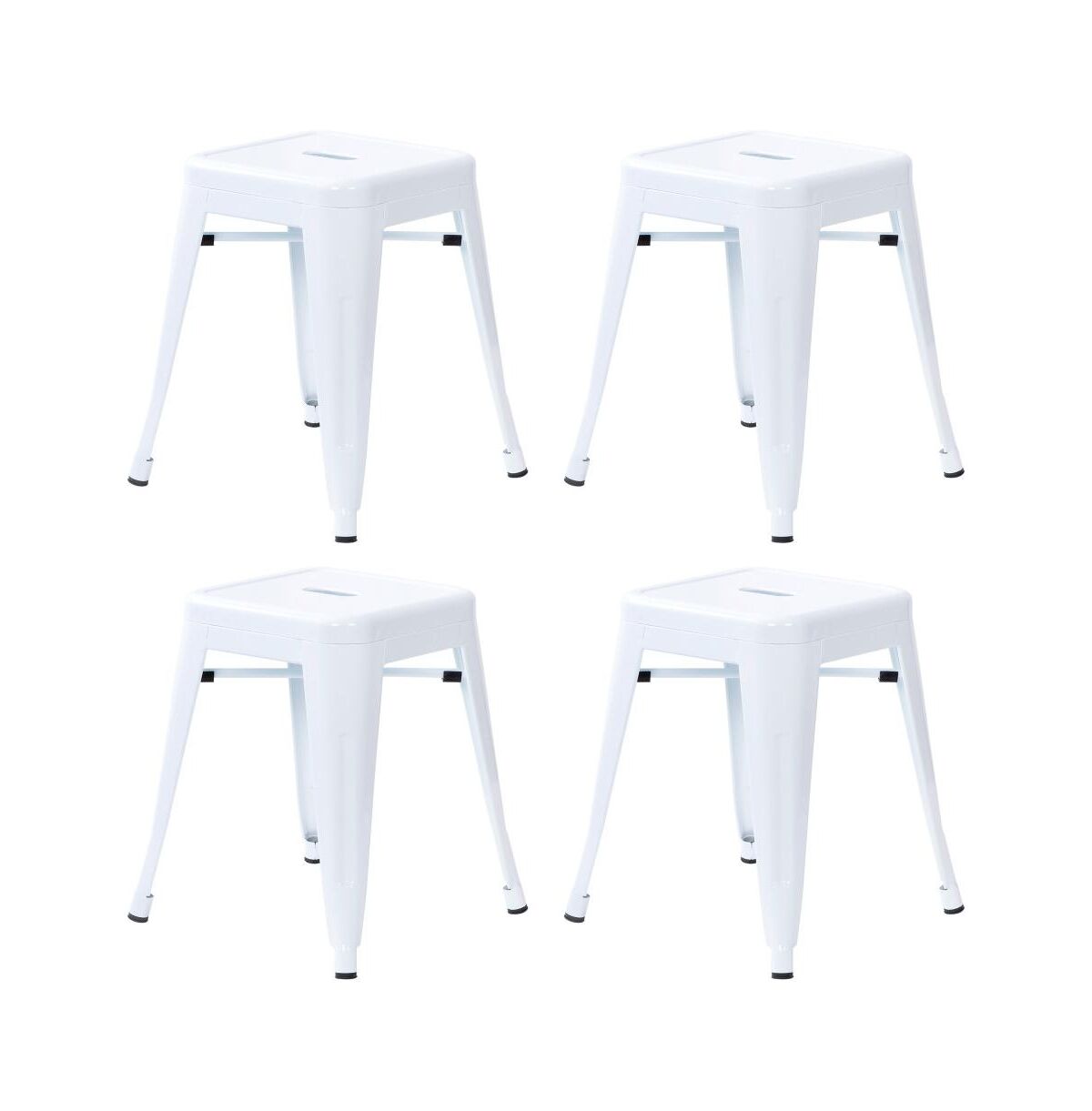 Emma+oliver 18 Inch Table Height Indoor Stackable Metal Dining Stool-Set Of 4 - White