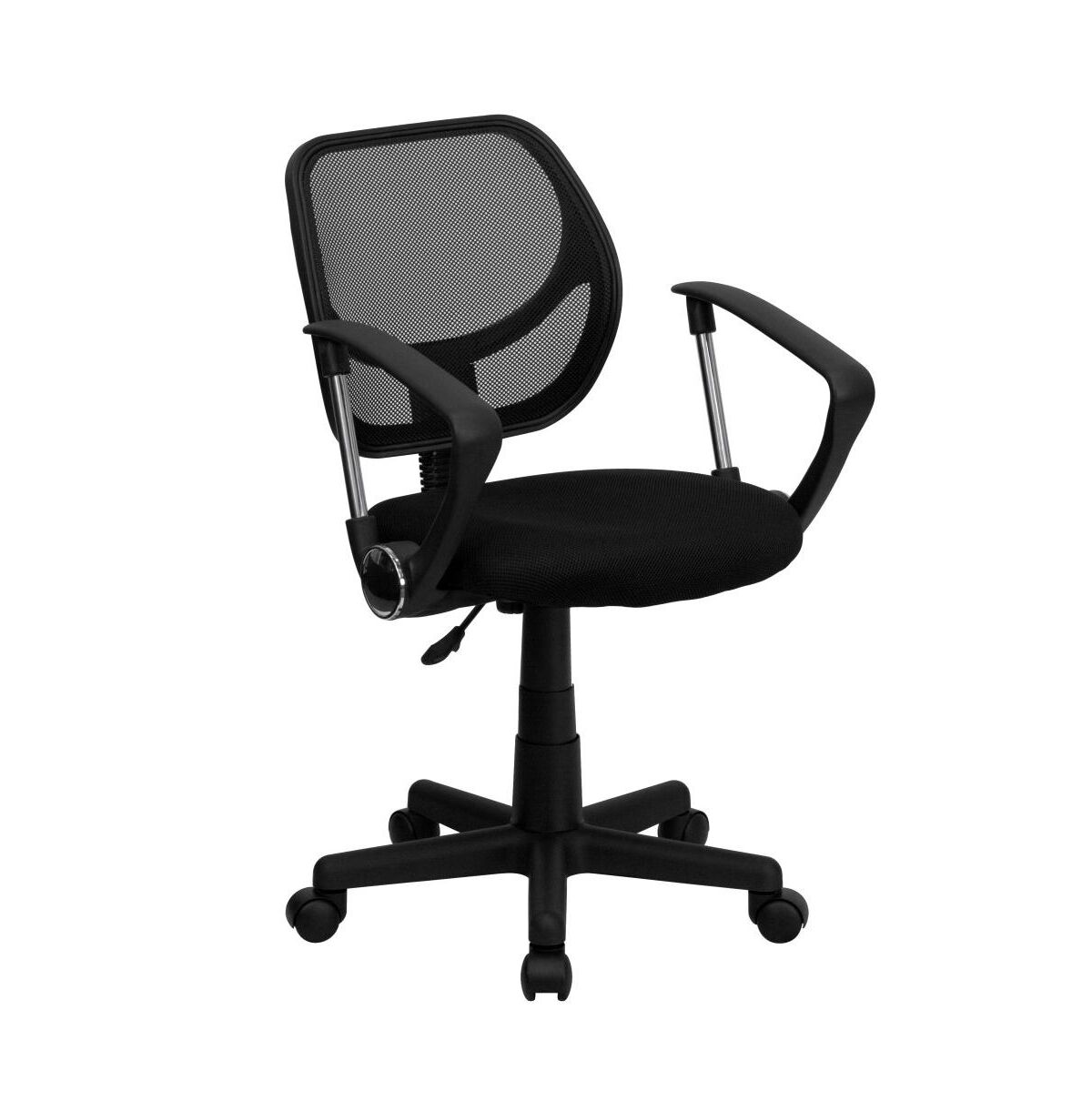 Emma+oliver Mid-Back Mesh Swivel Task Office Chair With Curved Square Back And Arms - Black