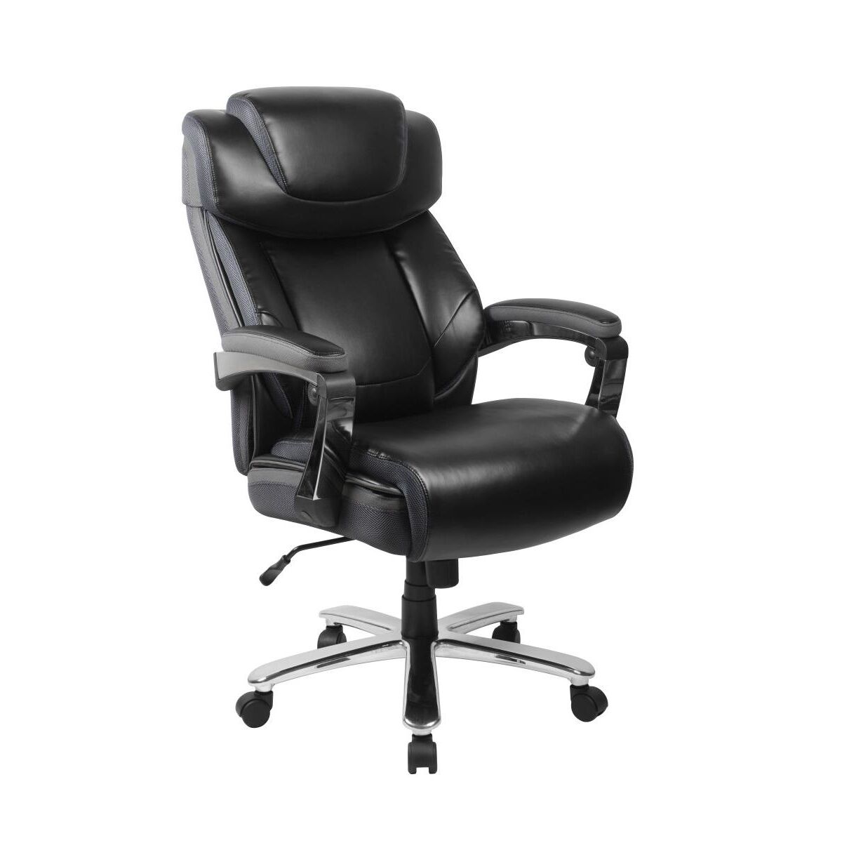 Emma+oliver 500 Lb. Big & Tall Height Adjustable Headrest Swivel Ergonomic Office Chair - Black