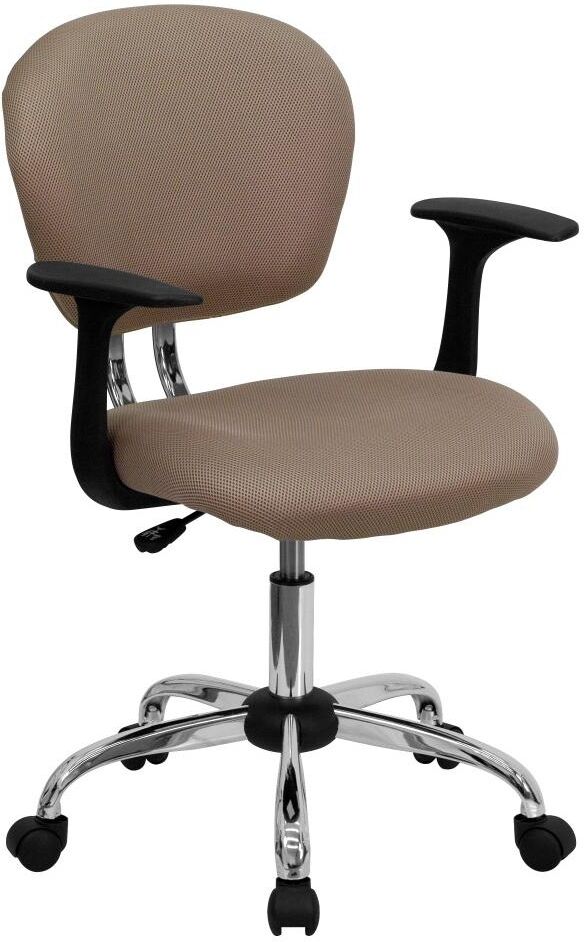 Emma+oliver Mid-Back Mesh Padded Swivel Task Office Chair With Chrome Base And Arms - Coffee brown