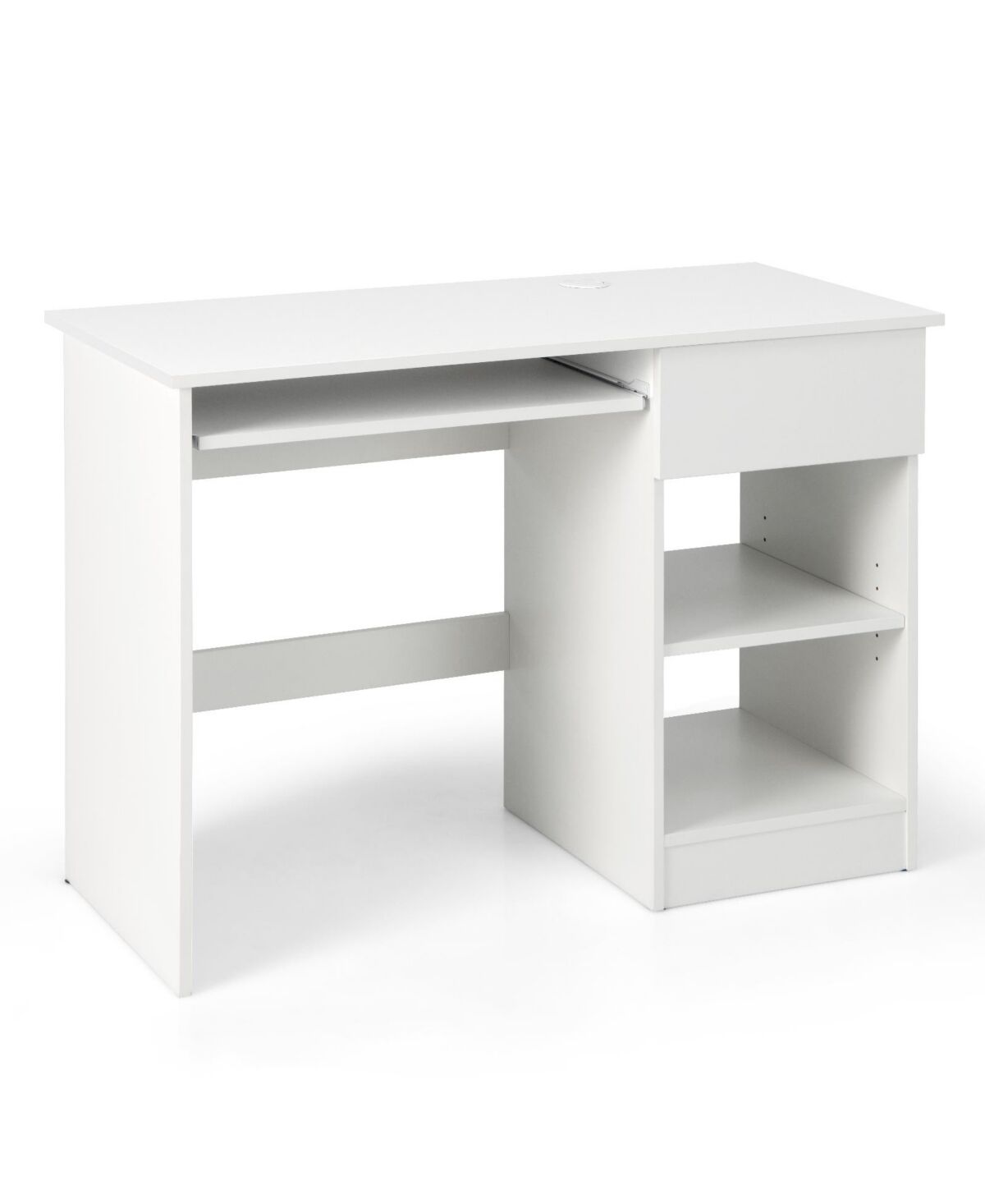 Slickblue Wooden Computer Desk with Cpu Stand-White - White