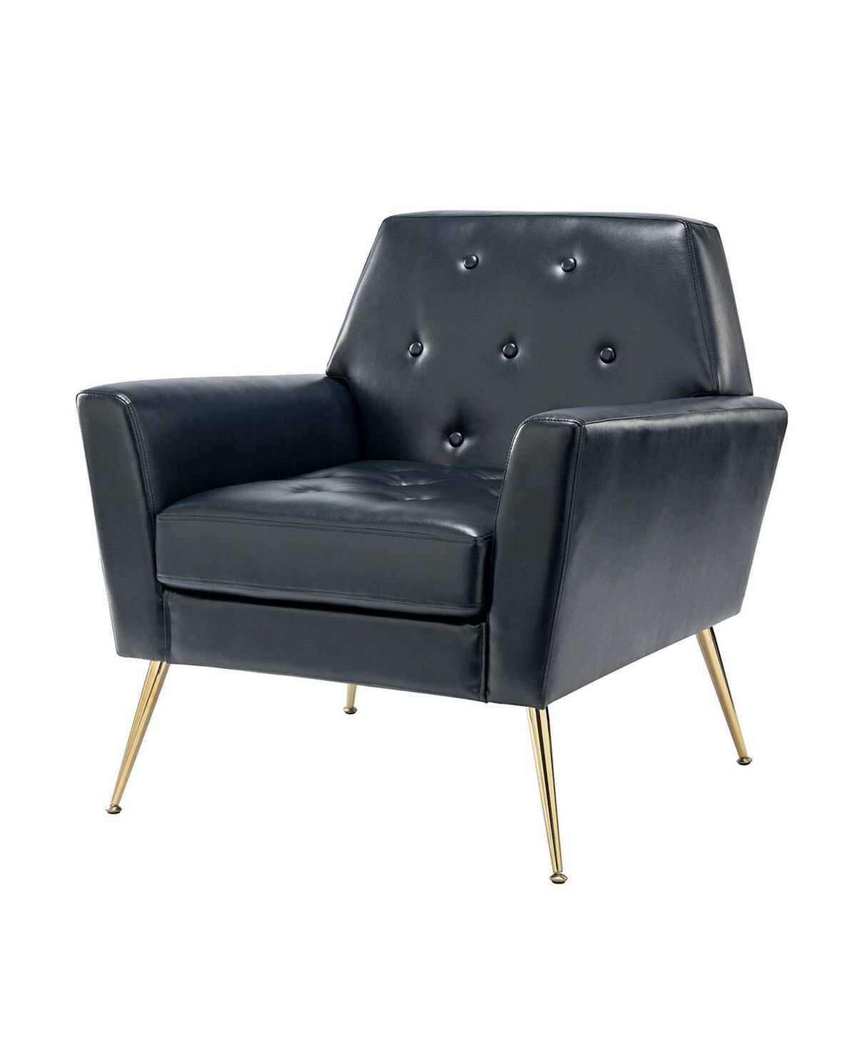 Hulala Home Modern Faux Leather Accent Chair for Living Room Bedroom - Navy