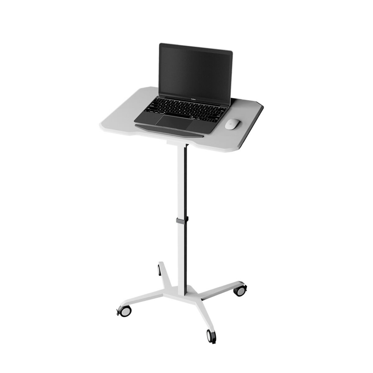 Simplie Fun White Sit to Stand Mobile Laptop Computer Stand with Height Adjustable and Tiltable Table Top - White