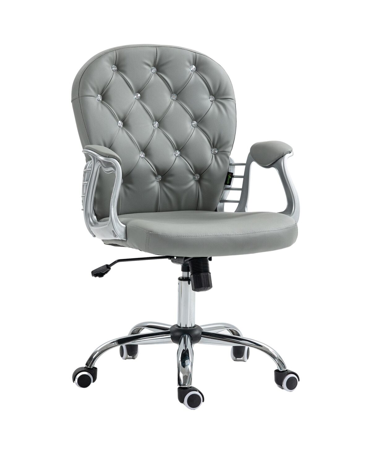 Vinsetto Button Tufted Home Office Chair with Adjustable Height Armrests - Grey