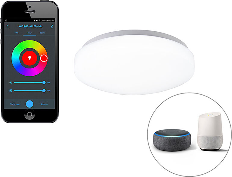 Calex Plafonnier intelligent moderne blanc avec LED et appli - Marti