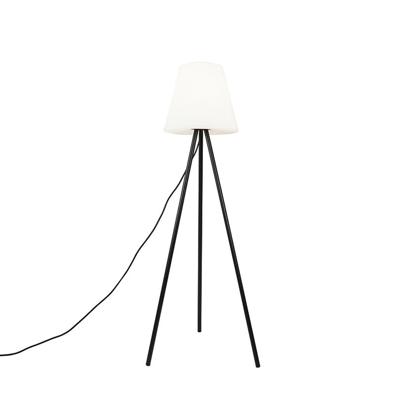 QAZQA Lampe d'extérieur moderne noire avec abat-jour blanc IP65 - Virginie