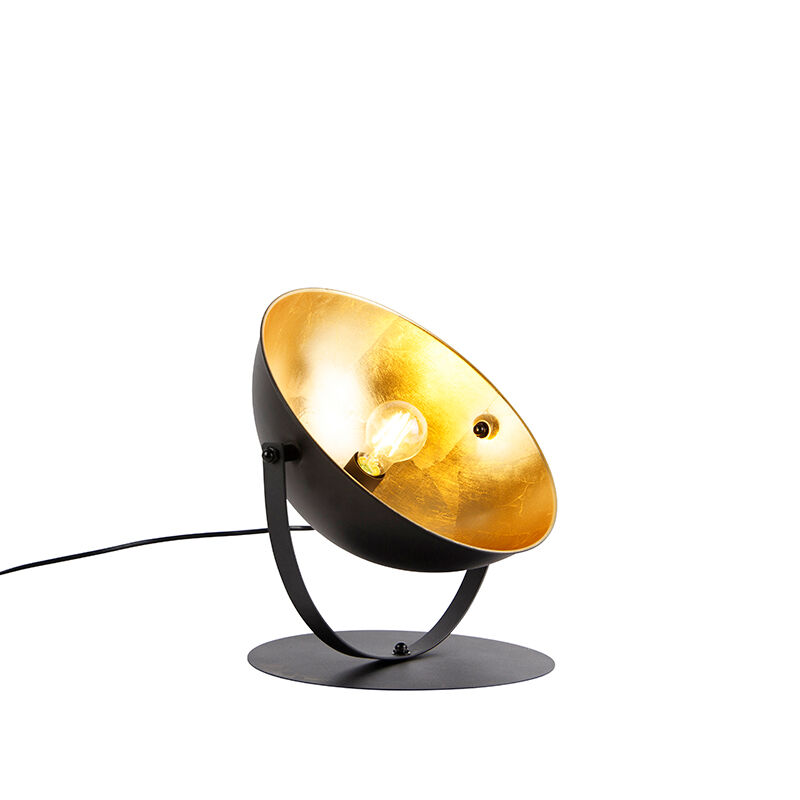 QAZQA Lampe de table industrielle noire avec or réglable 39,2 cm - Magnax