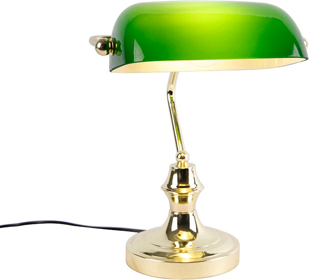 QAZQA Lampe de notaire classique en laiton avec vert - Banker