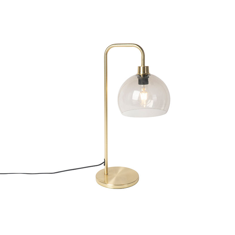 QAZQA Lampe de table moderne en laiton avec verre fumé - Maly