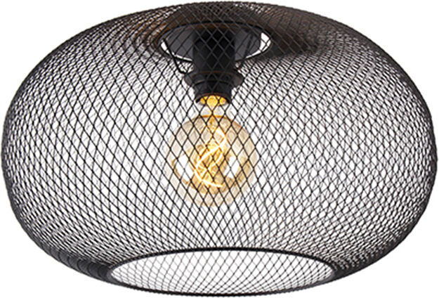 QAZQA Plafonnier moderne noir 45 cm - Mesh Ball