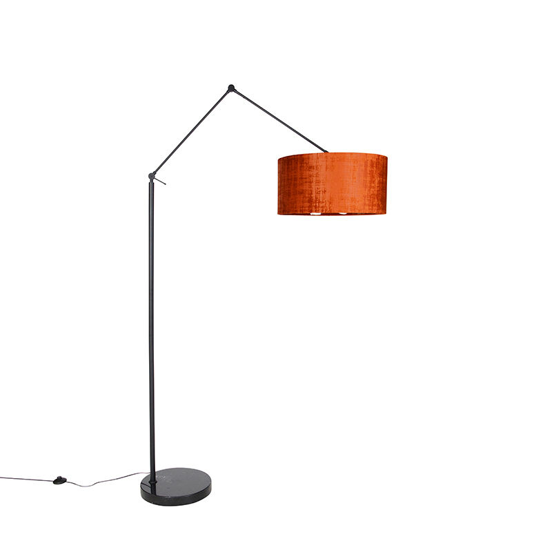 QAZQA Lampadaire moderne lin noir abat-jour orange 50 cm - Editeur
